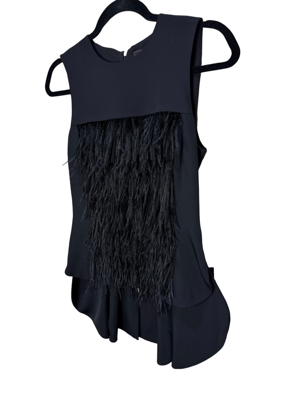 BCBGMAXAZRIA Black Ostrich Feather Top XXS NWT $338 - Picture 5 of 10